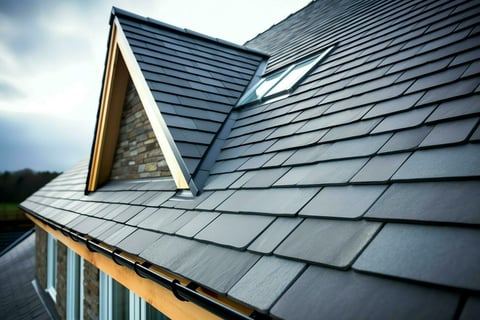 New slate roof with skylights